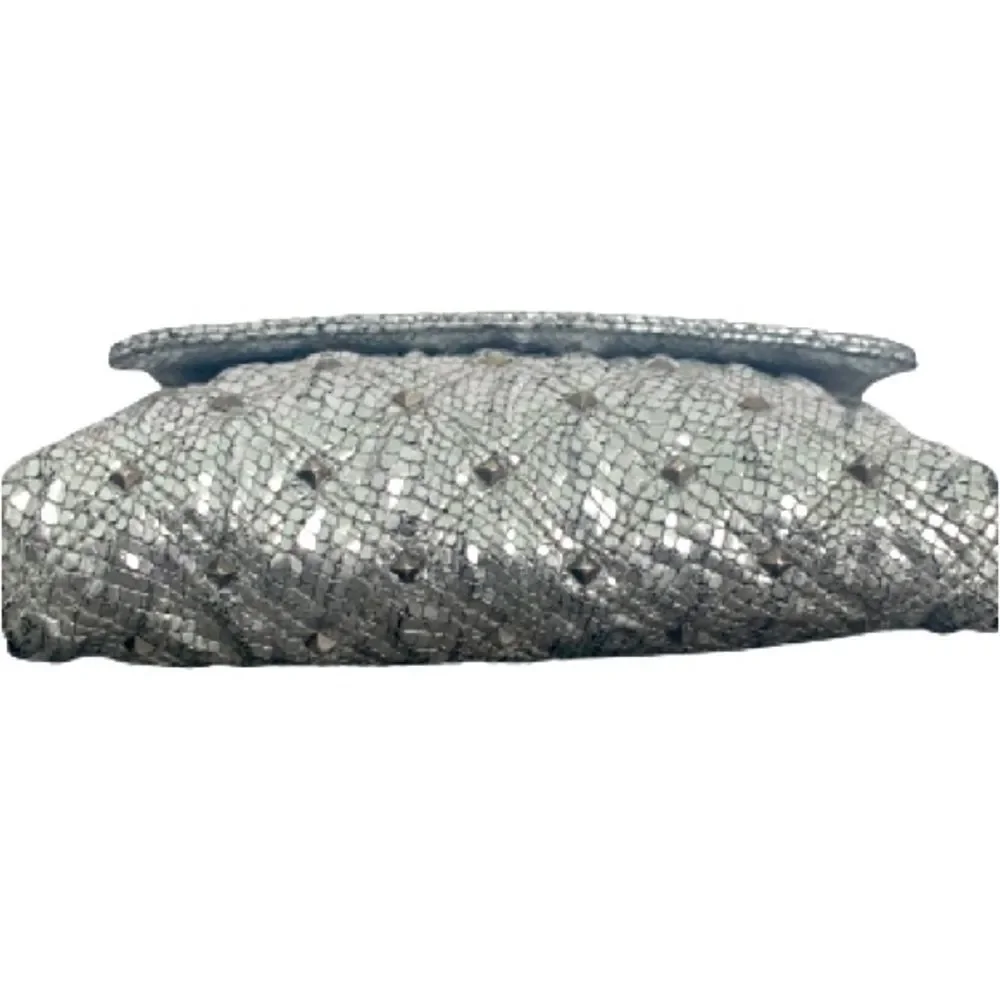 Marc Jacobs Quilted Leather Snakeskin Animal Print Embossed Studded Silver Bag
